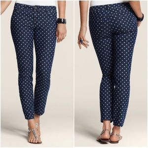 Chico's Blue White Polka Dot Skinny Ankle Jeans